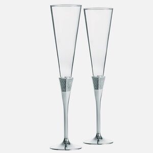 NWT Waterford Lismore Diamond Silver Toasting Flutes